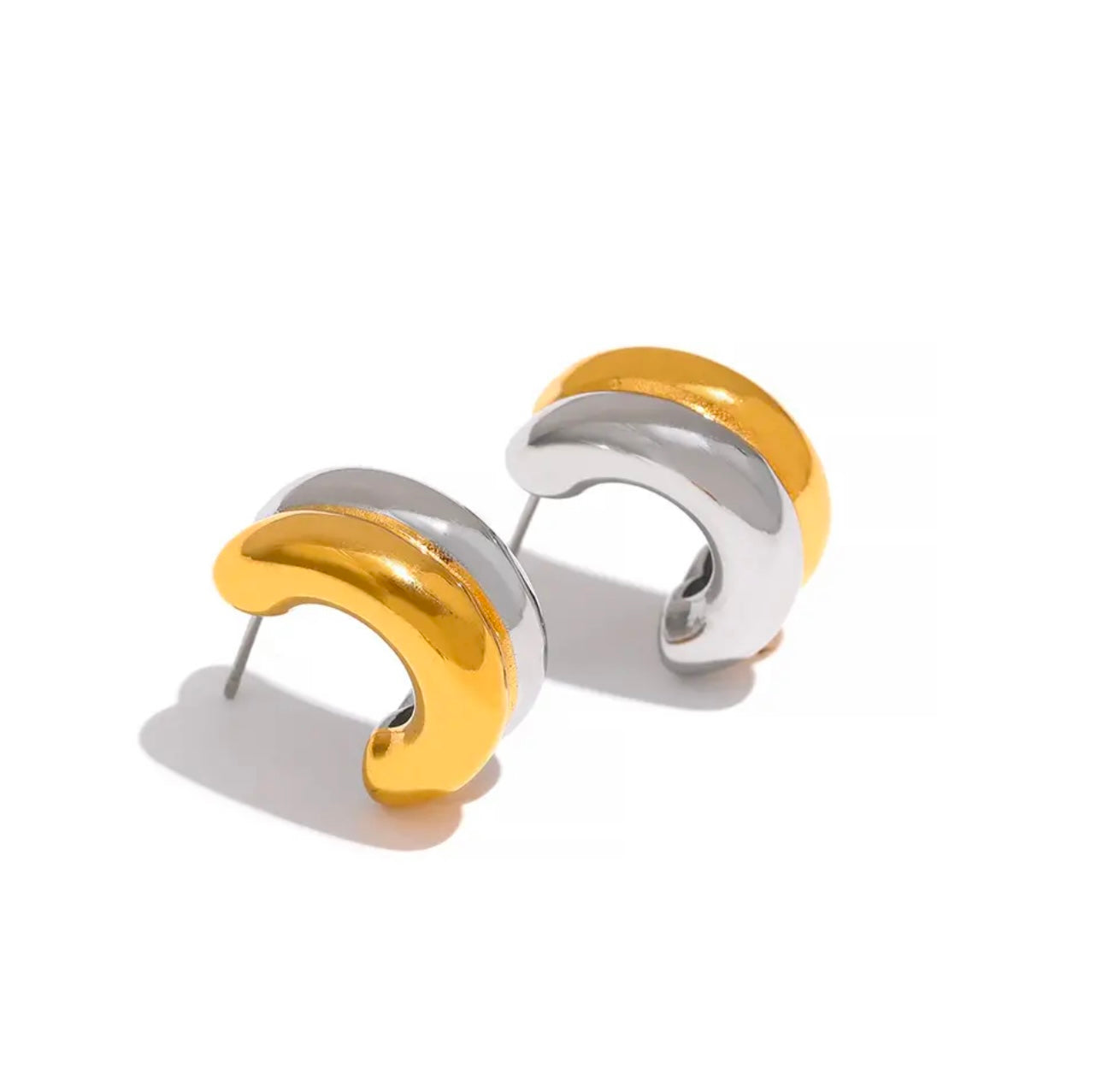 DOUBLE DONUT S&G EARRINGS