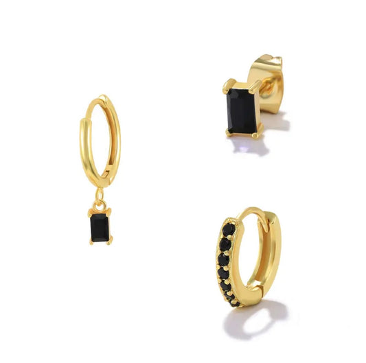 BLACK EARRINGS SET